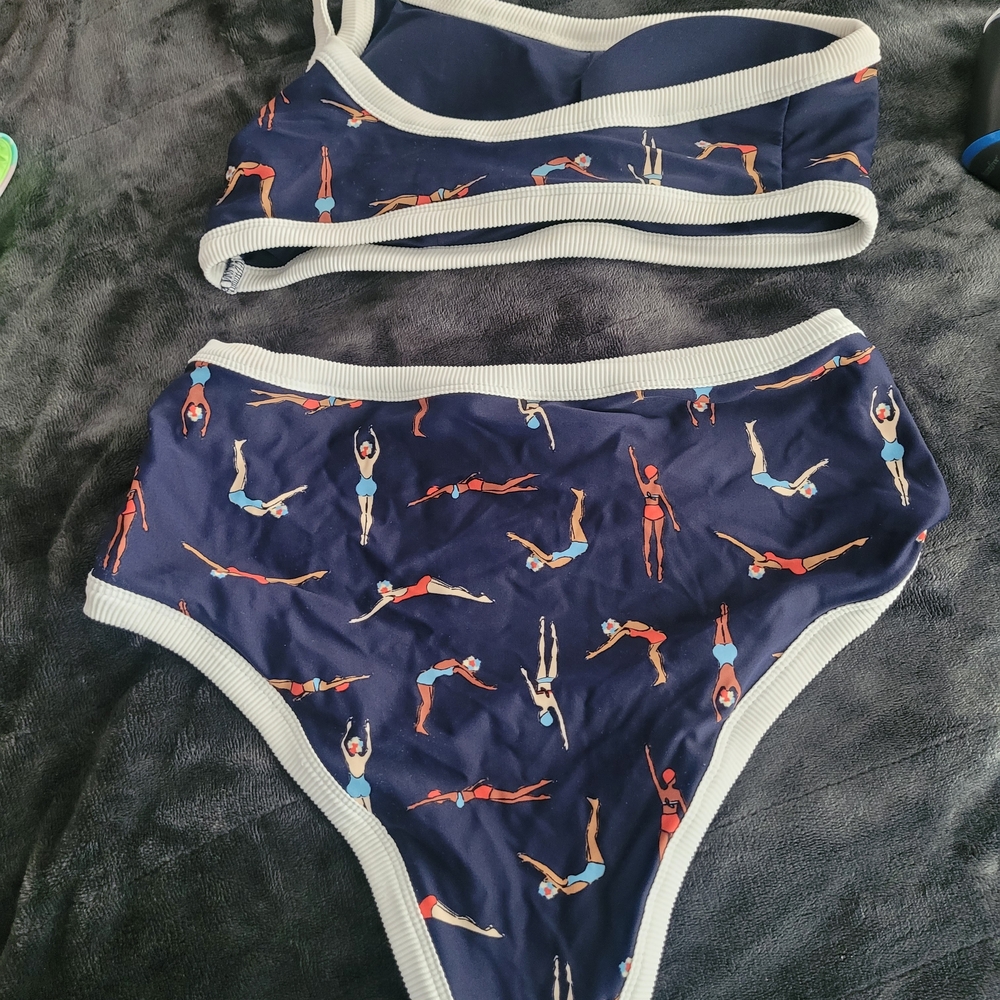 Aerie Navy Swimmers Print Bikini